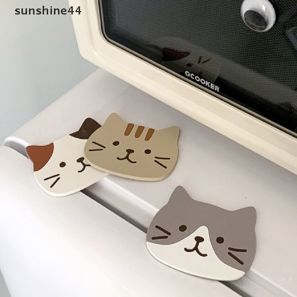 Sunshine Tatakan Gelas / Cangkir Teh / Kopi Bentuk Kucing Kartun Bahan Silikon Anti slip