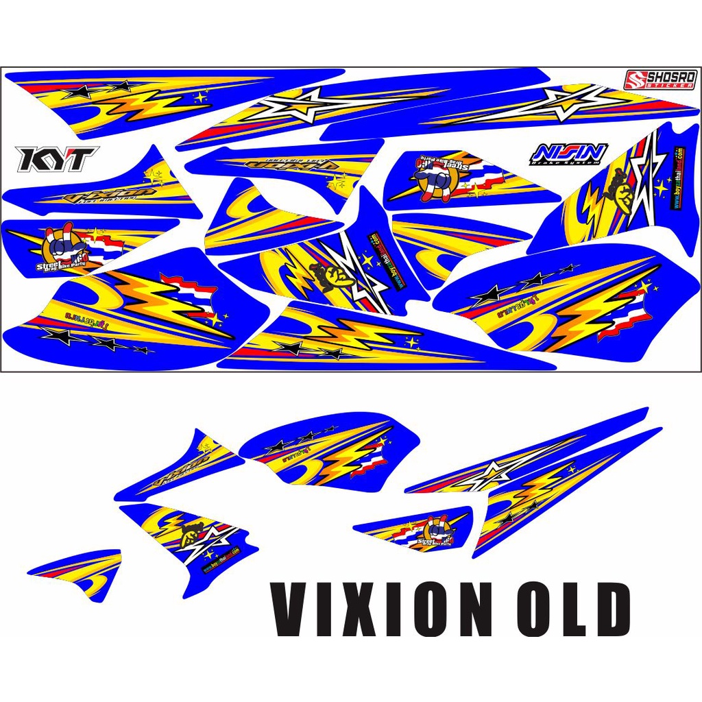COD-STRIPING/STICKER VARIASI MTOR YAMAH VIXION OLD MOTIF RACING BIRU POLET/STICKER VARIASI MOTOR VIX