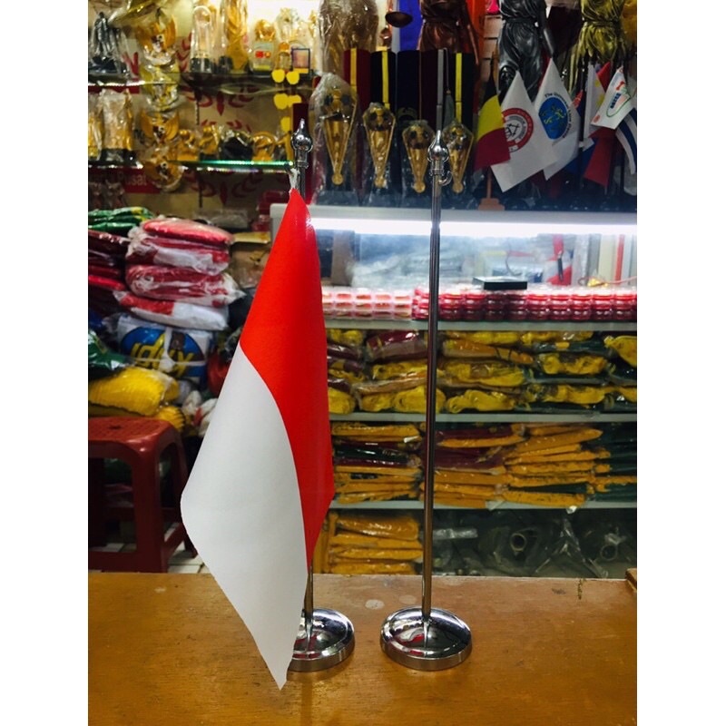 Bendera negara meja + tiang stenlis