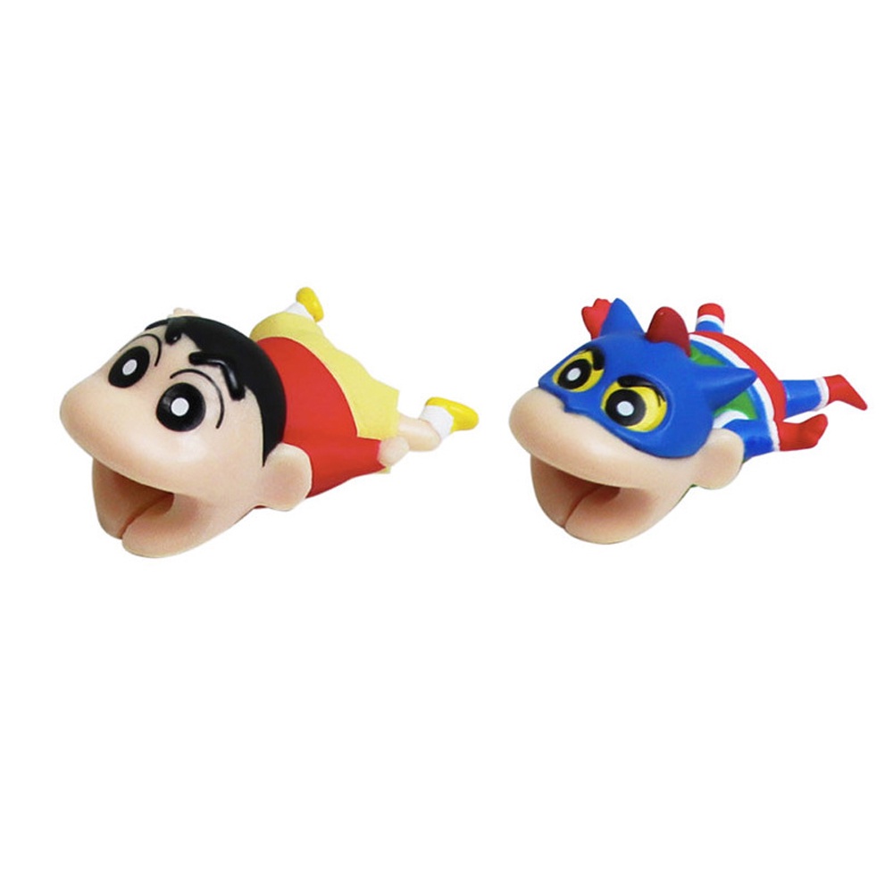 QUINTON Phone Accessory Cable Bite Protector Type C Cable Cable Winder Crayon Shin-chan Earphone Cord Bite Anime Cord Protector Cable Protector Cartoon for iPhone Usb Cable Organizer