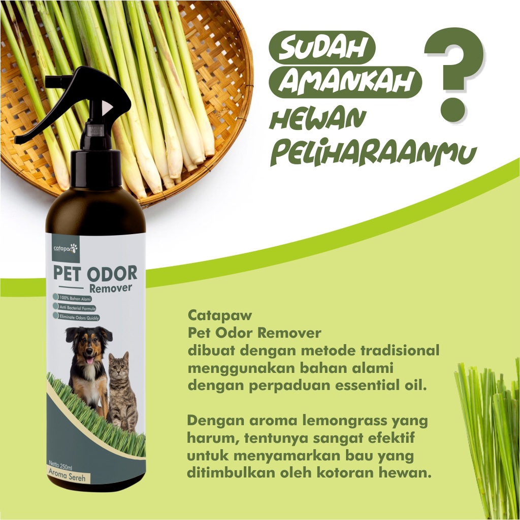 Spray Penghilang Bau Kotoran Kucing / Pet Odor Remover Penghilang Bau Pesing Bak Pasir Kucing / Cat Litter Box Spray Pipis Pup Kucing - Aroma Lemongrass