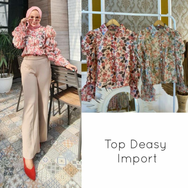 Top DEASY Import MJS Atasan VIVOR Kemeja Sifon Premium Full Furing