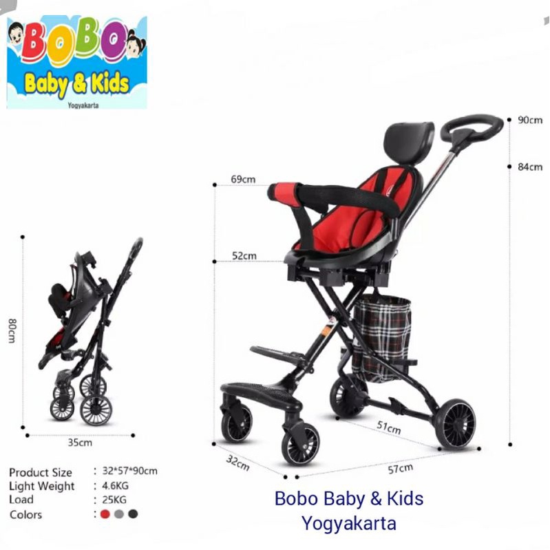 Stroller Travelling Dorong 2 Arah Roda 4 Magic Stroller Minitrike Mikrotrike Microtrike Mini Trike T