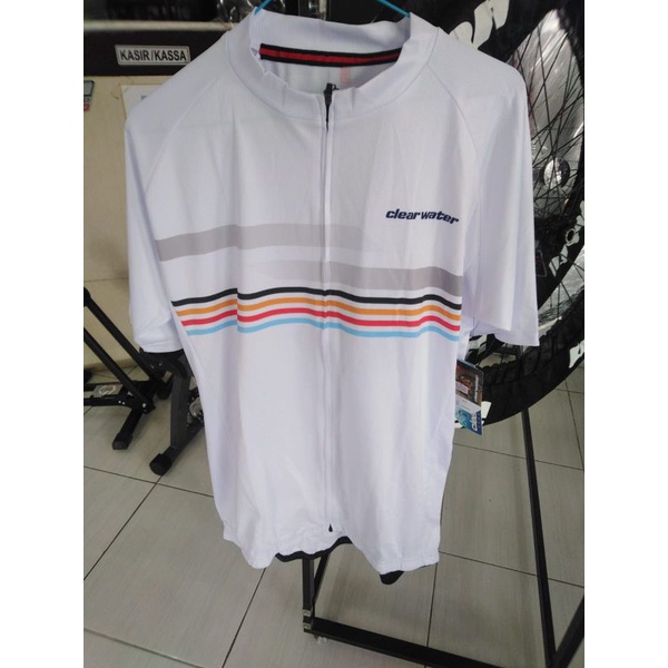 Jersey sepeda Pria Lengan Pendek Clear Water JPM-002 Putih