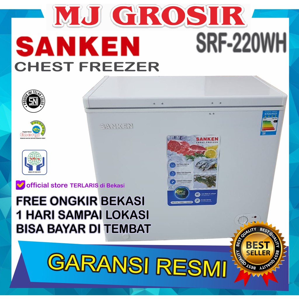 SANKEN SRF 220 WH CHEST FREEZER BOX SRF22OWH LEMARI PEMBEKU 200 LITER