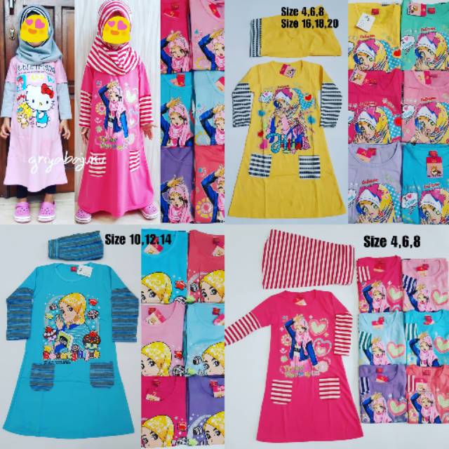  Gamis  Anak Merk Yes Star Bahan Kaos  Motif  Karakter Best 
