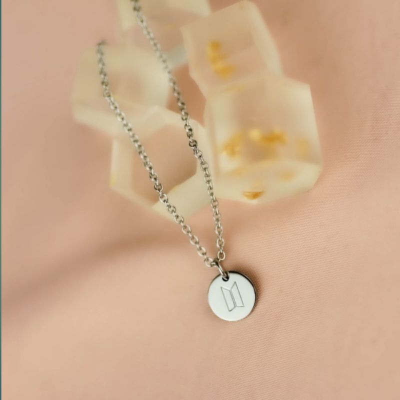 kalung logo BTS asli anti karat selamanya name necklace aksesoris wanita