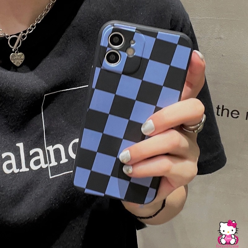 Soft Case Tpu Motif Kotak-Kotak Untuk IPhone XR X XS Max 7 8 6 6s Plus 11 13 12 Pro Max SE 2020