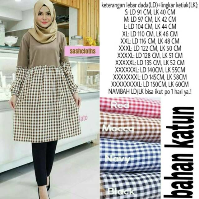 blouse kotak  Tunik wanita jumbo bigsize ld 150