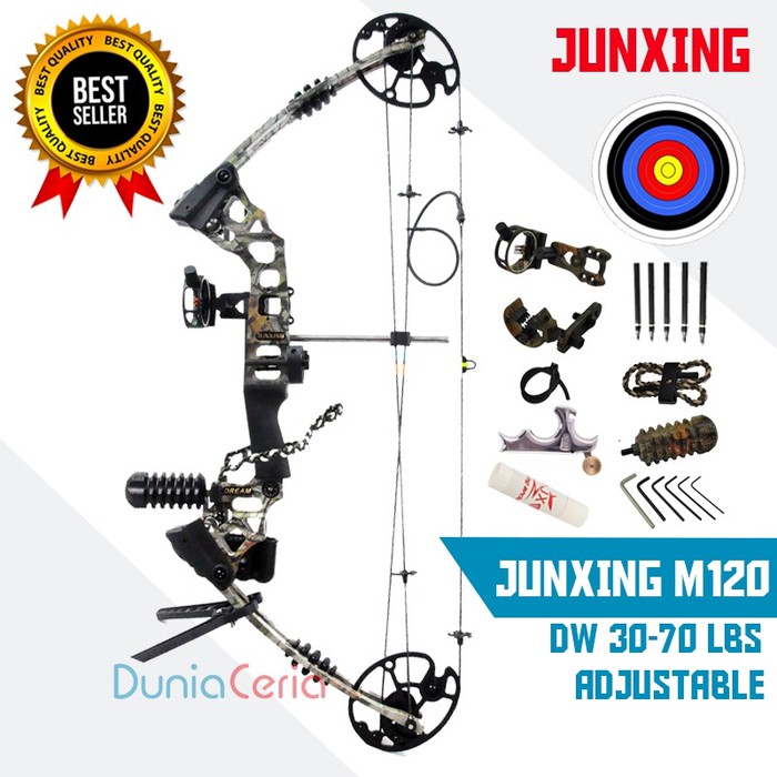 SALE   FULLSET Busur Panah Junxing M120 Compound Bow Siap Pakai