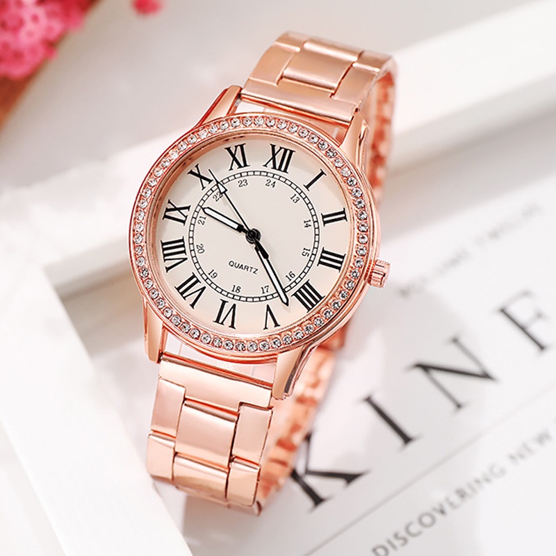 SANGCAKRA COD - Jam Tangan Wanita Romawi Diamond Stainless Jam Tangan Cewek Murah Terbaru 2023 - JW3
