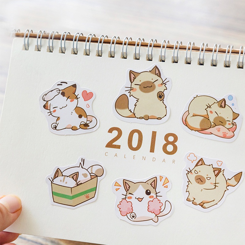 46pcs Stiker Desain Kartun Kucing Lucu Untuk Dekorasi