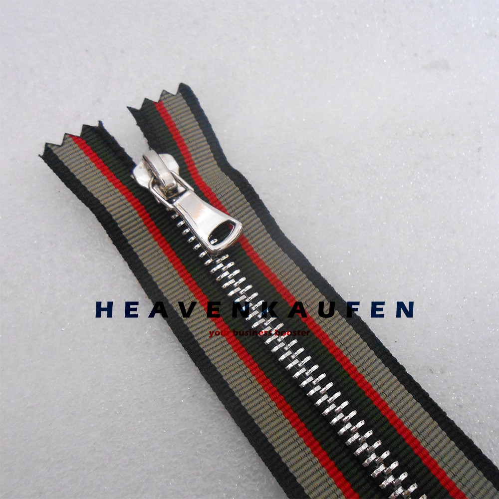 Resleting Zipper 25 cm / 10 inch Kain Strip Warna Gigi Silver Harga Per Biji