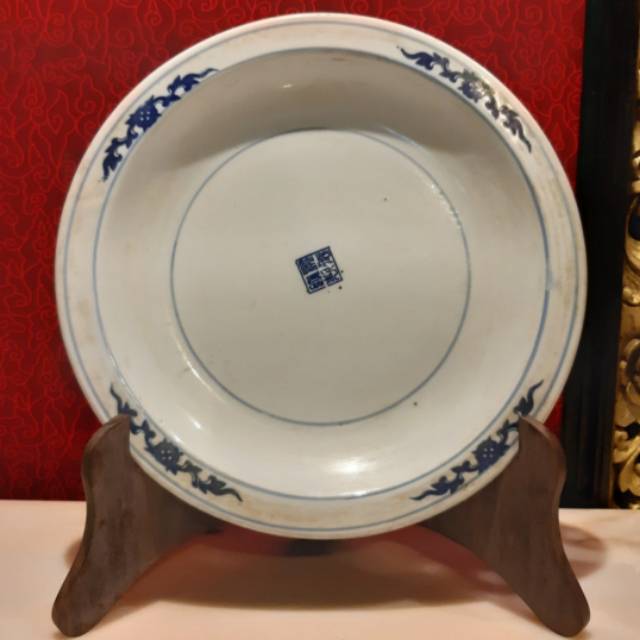 Piring Antik Hiasan Dinding Biru Putih