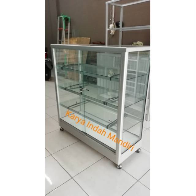 Etalase showcase display kaca aluminum 100cm*40cm*107cm