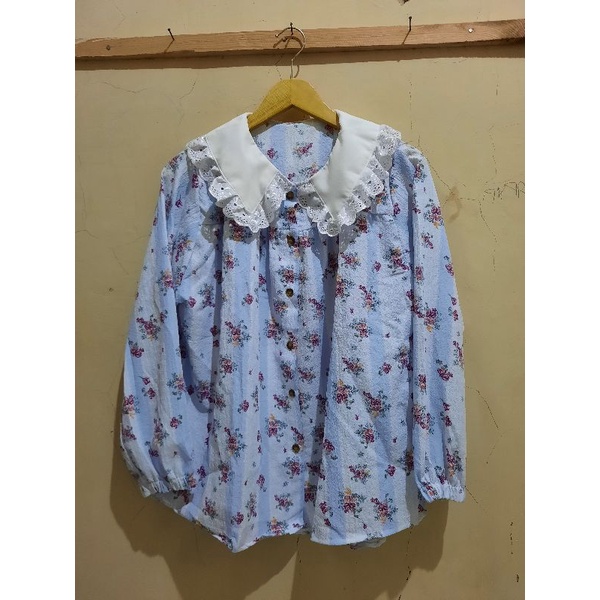 Atasan blouse bunga crinkle