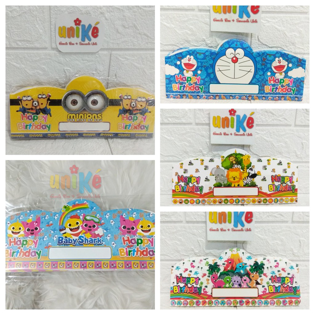 1pc - TOPI KERTAS Ulang Tahun Mahkota Perlengkapan Pesta Ultah Anak Pernak Pernik Aksesoris Ultah