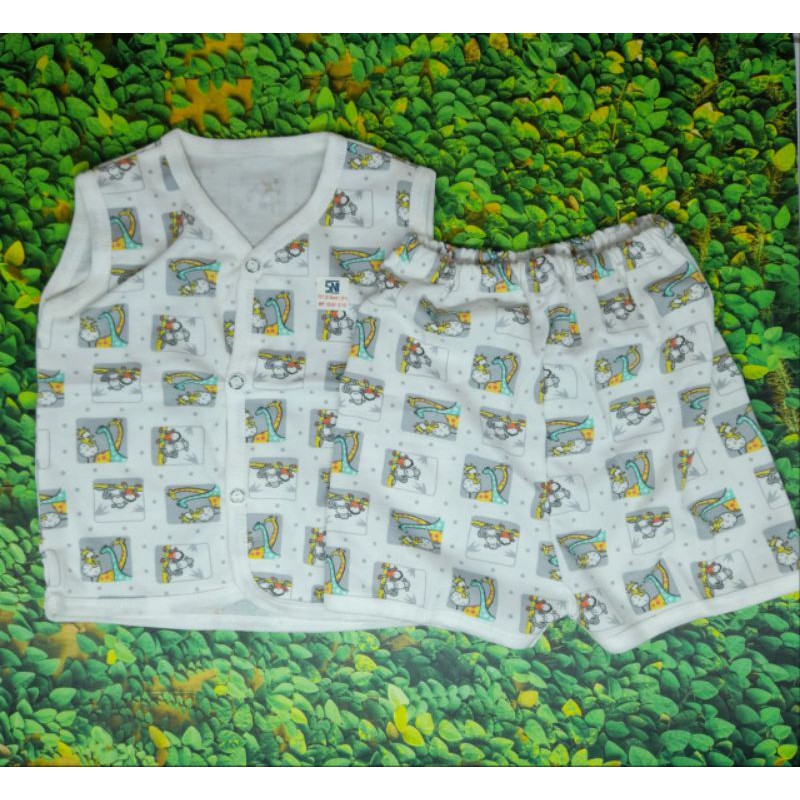 Stelan Baju Bayi Tangan Kutung Kancing Depan Motif No.20-24