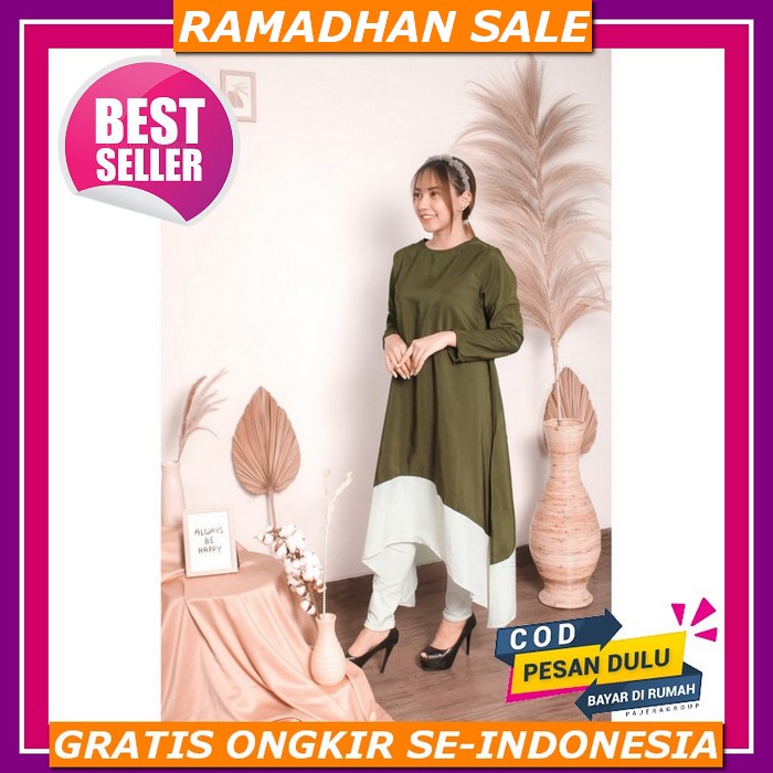 [ Yhf ] Baju Long Tunik Jawani Midi Dress Terbaru | Tunik Salur Jumbo Xl Xxl | Jawani Midi Dress Gam