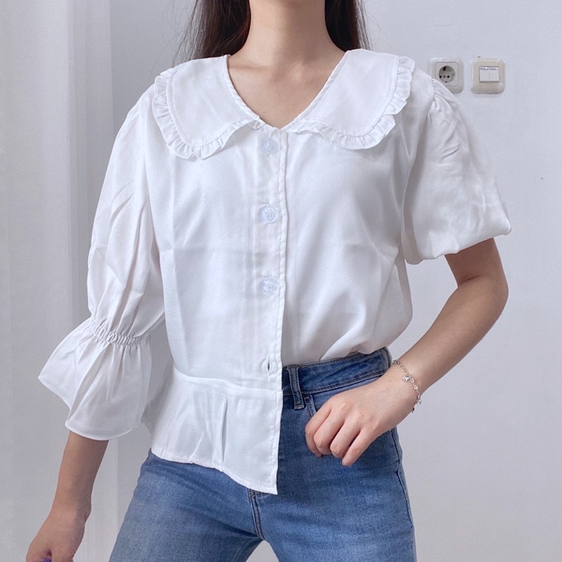 NA-BI Top Korean Collar Blouse Puffy Sleeves 0288-043