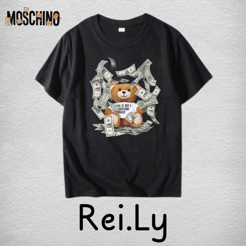 KAOS T-SHIRT MOSCHINO - Baju Distro Simple Original Kekinian Hits / HITAM / DEWASA / PRIA / ROCK / W
