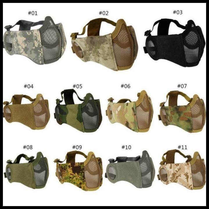 Masker Airsoft Tactical Mask Jaring Double Strap Asli Import