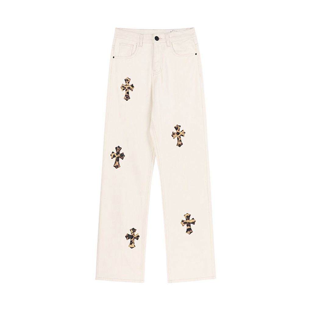 Jeans wanita musim gugur baru pinggang tinggi lurus ramping lebar kaki celana longgar