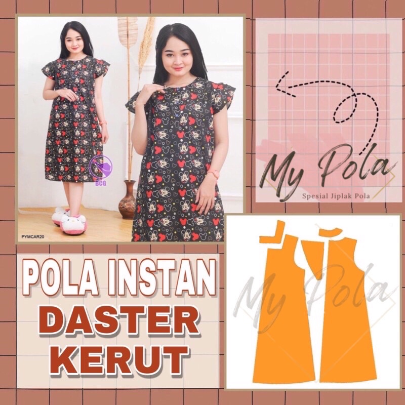 [COD] Pola instan daster kerut - pola daster mypola - pola jiplak daster
