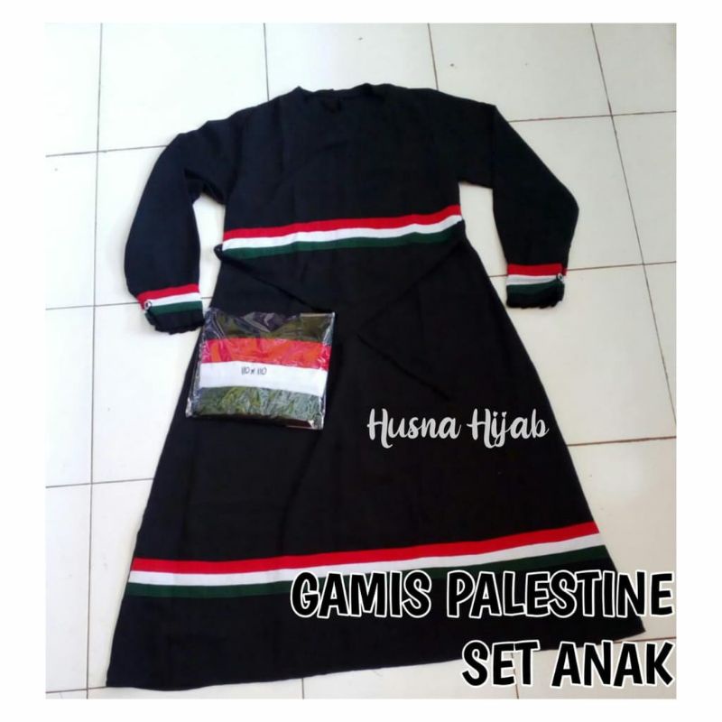 [HUSNA COLLECTION] Set Gamis Palestine Anak Free Cadar/Gamis Set Palestine