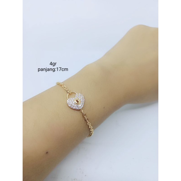 GELANG ASLI PERAK LAPIS EMAS 925/GELANG NORI LOVE GEMBOK MATA PUTIH/GELANG ASLI SILVER/GELANG FASHION WANITA