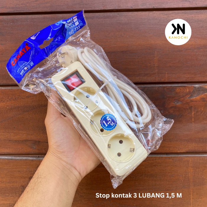 STOP KONTAK + KABEL 3 LUBANG 1.5 METER 1.5M COLOKAN LISTRIK STOPKONTAK