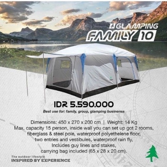 Tenda Camping Consina Family 10P Tent Hiking Glamping Gunung Outdoor tenda Kemah Keluarga