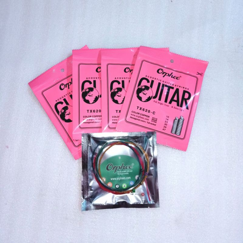 senar gitar Orphee TX620C - senar gitar akustik warna warni 1 set