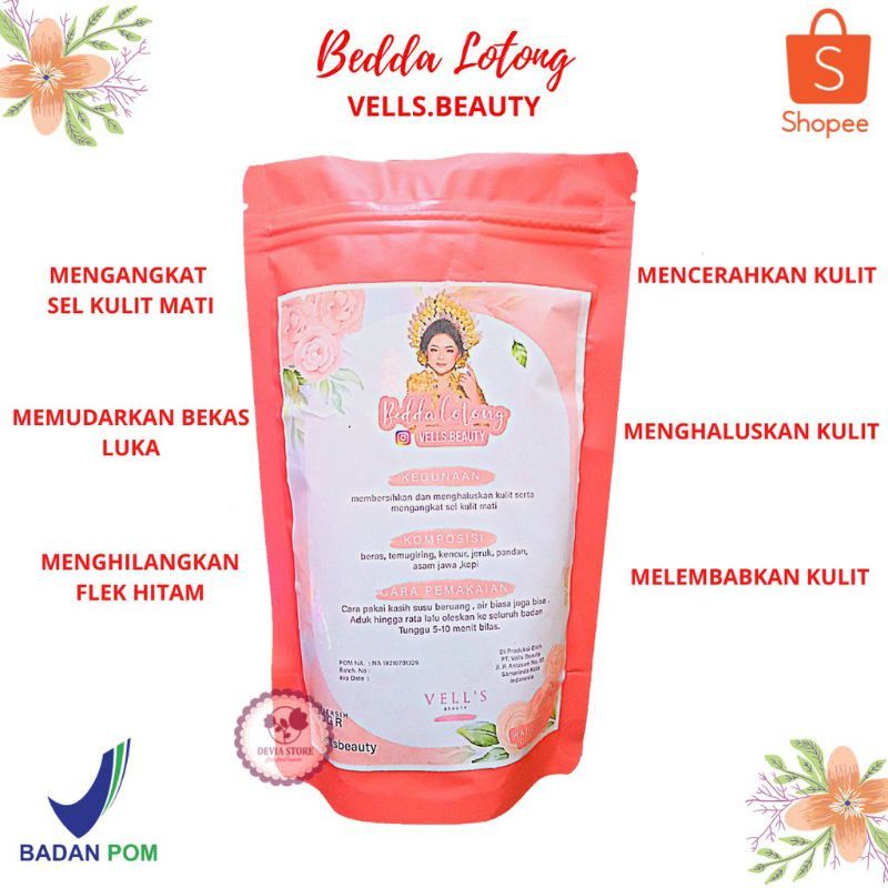 Lulur velis /bedda lotong vells beauty / bedda lotong velis original 450 gr