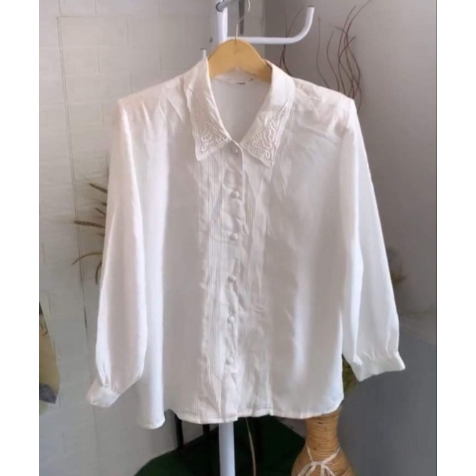 [COD] KEMEJA & BLOUSE PUTIH POLOS | KEMEJA & BLOUSE LENGAN BALON | KEMEJA & BLOUSE KOREAN STYLE SIZE