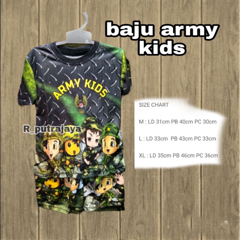 baju army kids/baju loreng anak/kaos loreng army anak/ STELAN Loreng Army anak