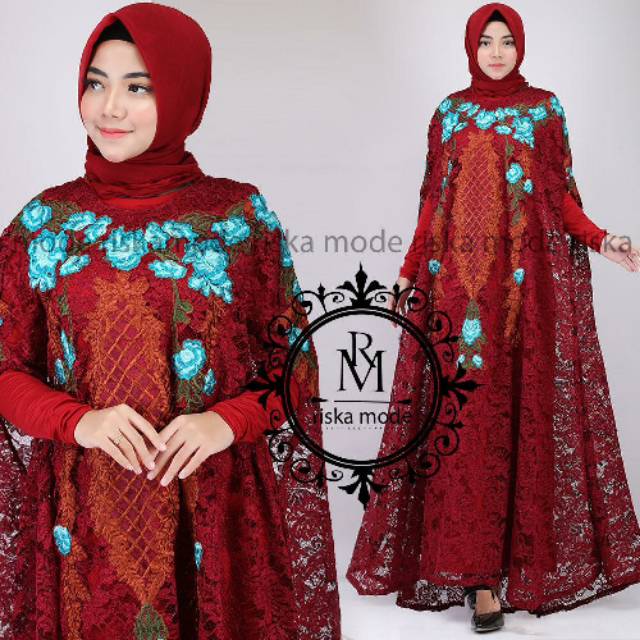 Gamis Kaftan Brokat Bordir by Riska Mode