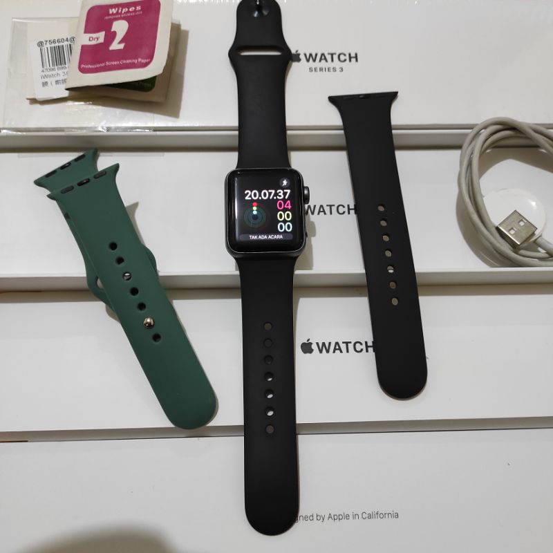 Apple watch series 3 38mm space gray fullset original second ex ibox indonesia