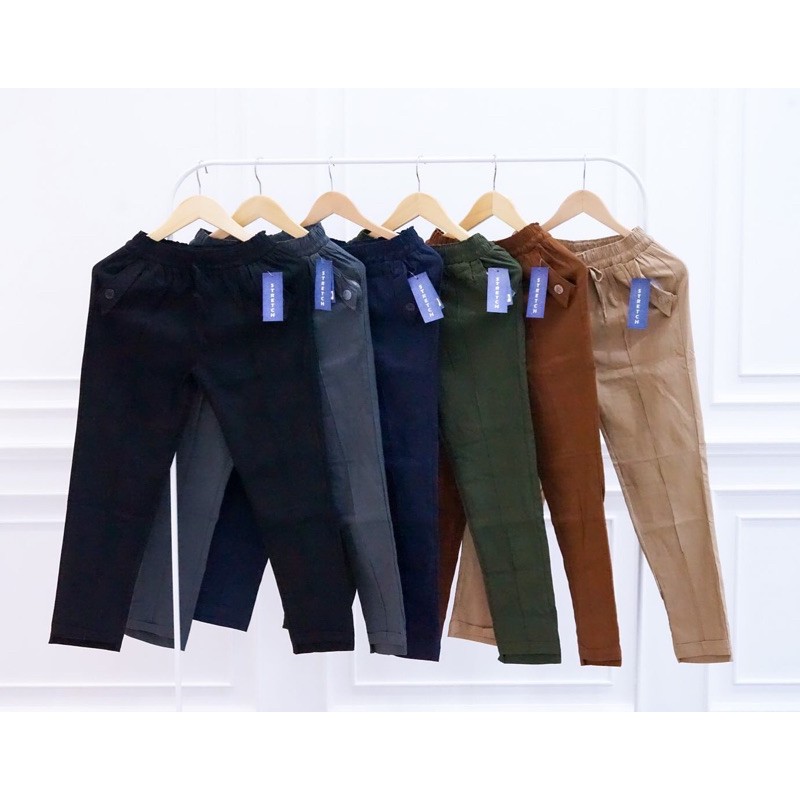 BAGGY PANTS STRETCH PREMIUM / CELANA PANJANG WANITA / BAGGY PANTS JEANWASH