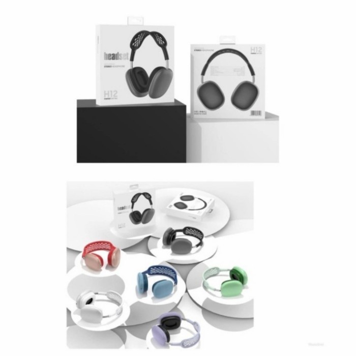 Handsfree Headphone Bando H12 Stereo Earphone HF MIC Grosir