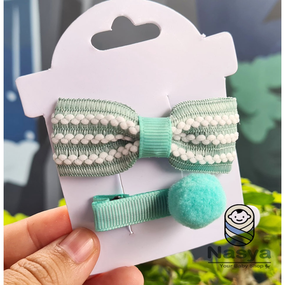 [BN-001] JEPITAN 2in1 / jepitan Bayi Lucu / Baby Headband hiasan pom pom