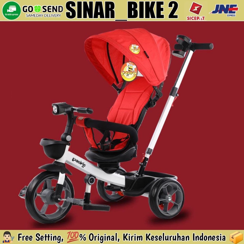 Sepeda Roda Tiga PACIFIC PC 8018-1,, PC 8018-1 Kursi Putar Bisa Dilipat Tricycle Stroller Anak