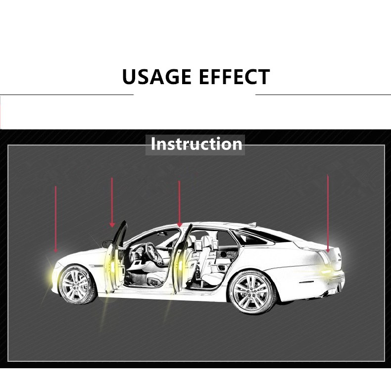 4pcs Stiker Reflektif Peringatan Open Reflektif Untuk Pintu Mobil Sepeda Diy