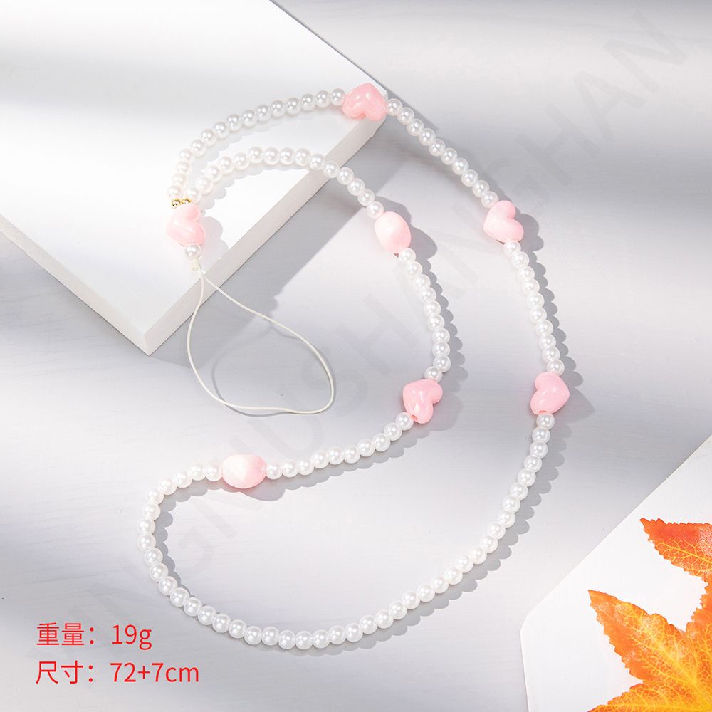 QUINTON Handmade Cell Phone Lanyard for Women Soft Pottery Rope Mobile Phone Straps Mobile Phone Chain Colorful Heart Beaded Ins Trendy Phone Ornaments Anti-Lost Lanyard Clay Beaded