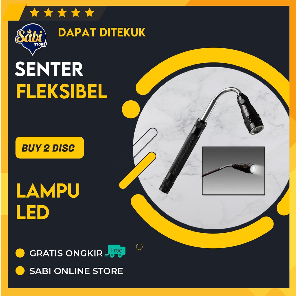 SENTER LED LIPAT / TEKNISI MESIN PABRIK / FLEKSIBEL TELESCOPIC MAGNETIC PICK UP FLASHLIGHT