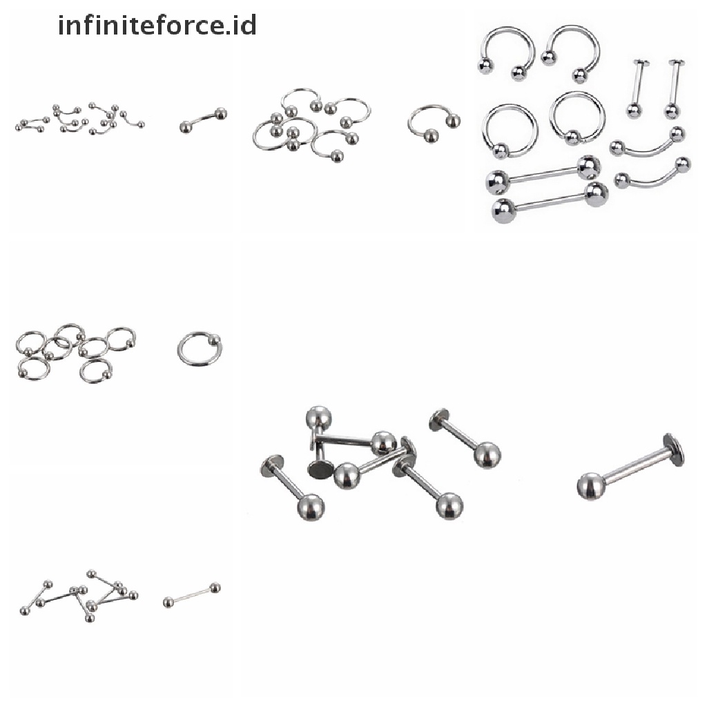 Cincin Tindik Tubuh Bahan Stainless Steel Untuk Alis Lidah Hidung Bibir