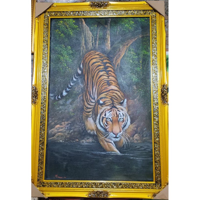 Lukisan Harimau Sumatra Lukisan Harimau Turun Gunung Shopee Indonesia