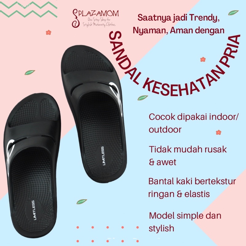 sandal kesehatan EVA karet PRIA DEWASA slop selop sendal slippers ringan nyaman empuk menjaga keseimbangan kaki trendy stylish kekinian model korea korean anti slip awet kualitas premium