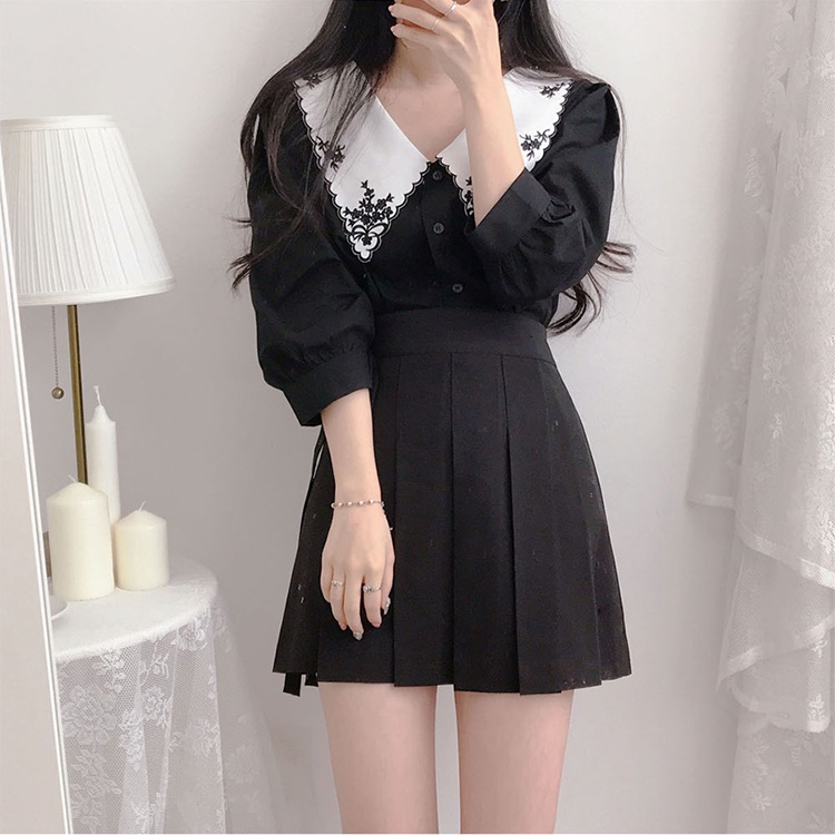 MOOGU ♡ Kemeja work lengan pendek shirt wanita korean style atasan