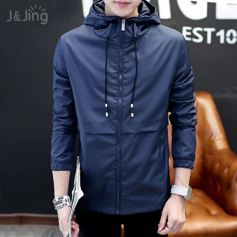 Jaket pria Hoodie Polyester Taslan Jasper terbaru 2022